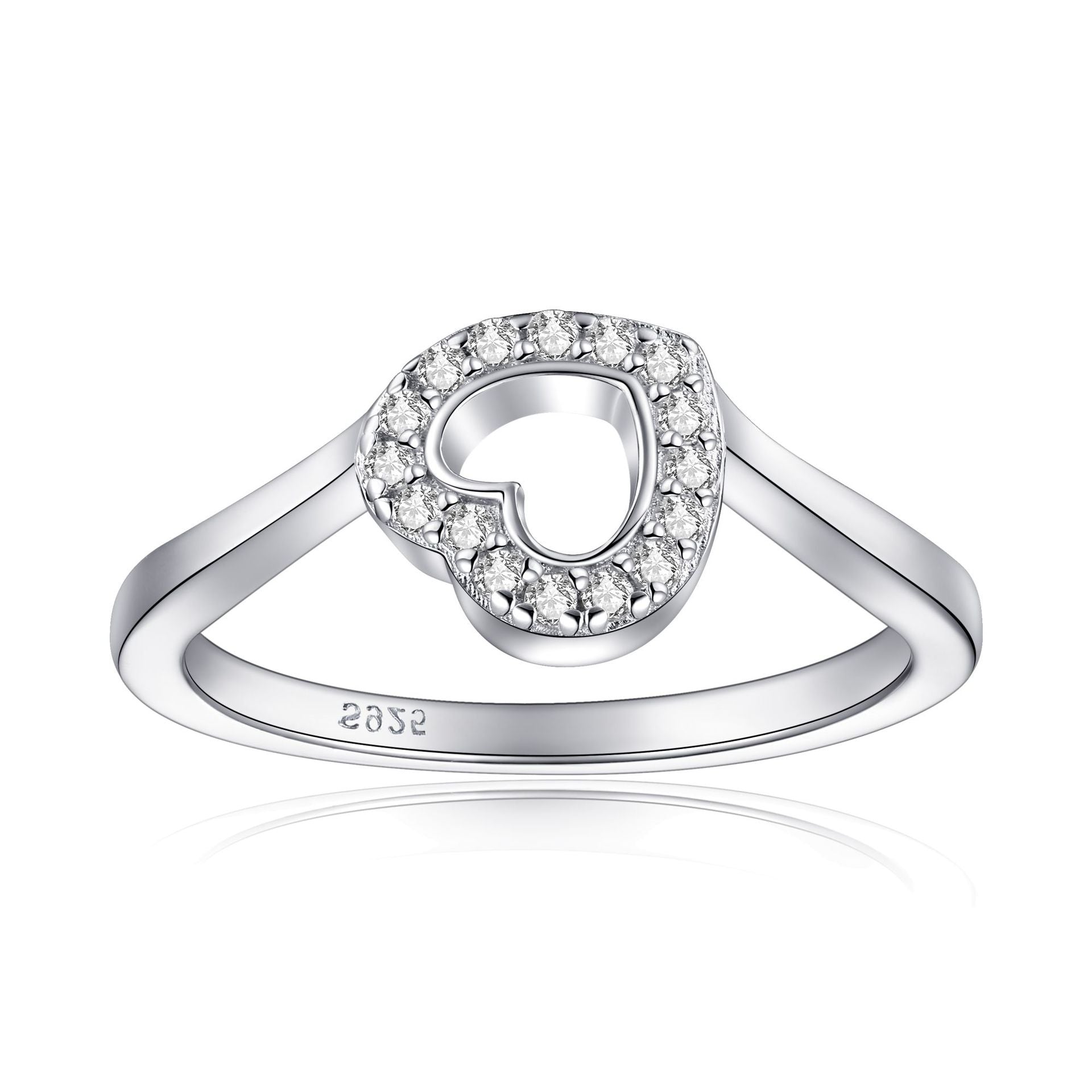 Designer 925 Sterling Silver Filigree CZ Heart Ring for Women