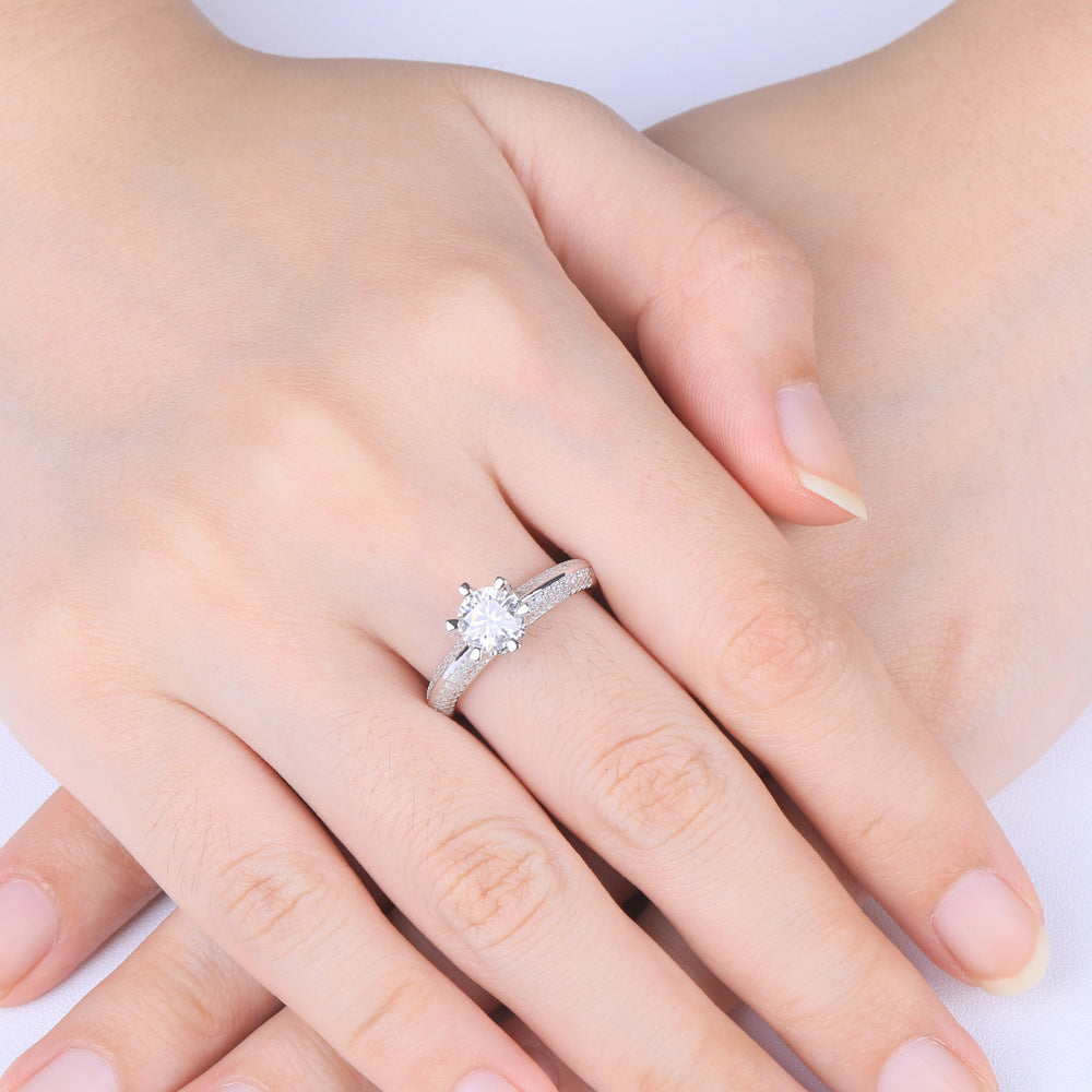 Luminous Promise™ 6-Prong Moissanite Ring – 925 Silver Engagement Bestseller