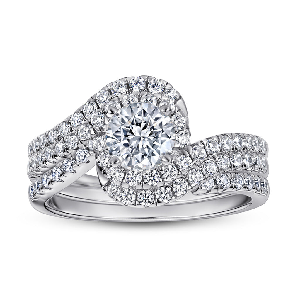 Bestselling 925 Sterling Silver Ring Set | Women's Twisted Shank Pave CZ Jewelry