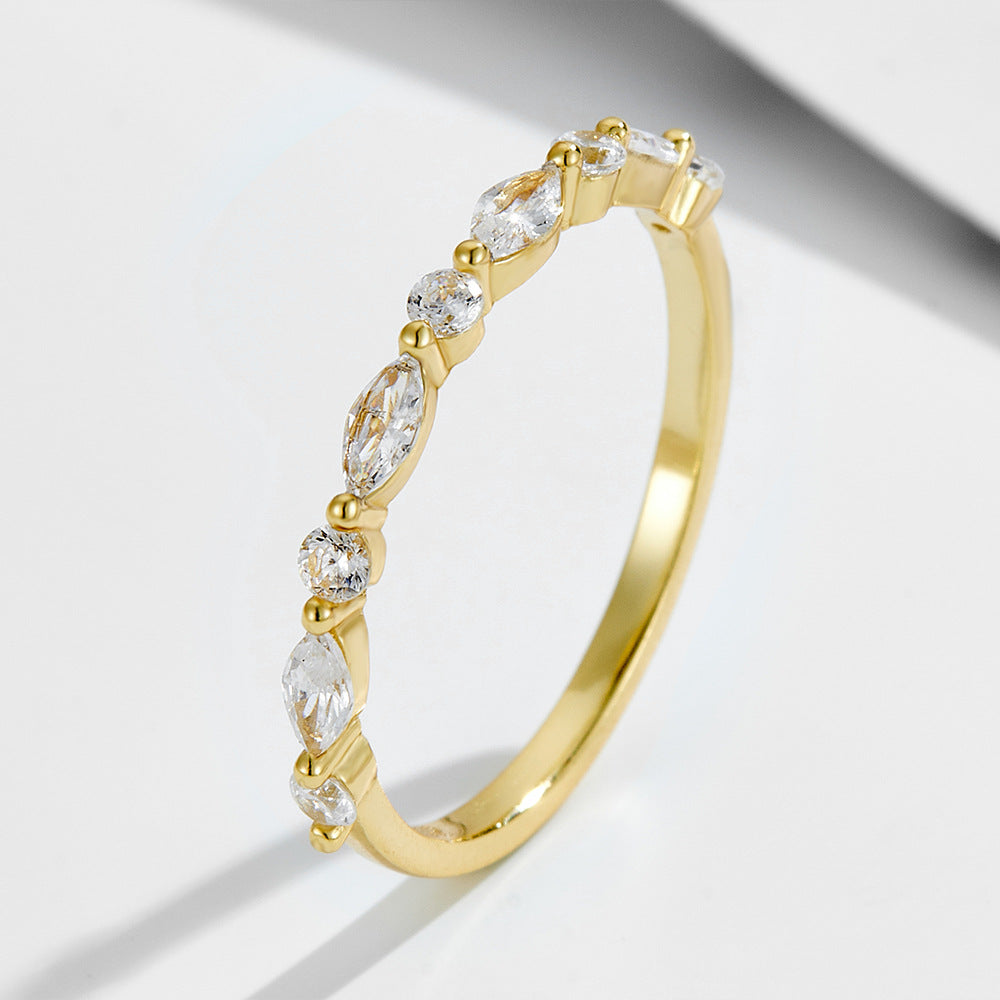 S925 Sterling Silver Sparkling Ice Flower Cut CZ Ring Set - High Quality Luxury Ins Style Stackable Rings