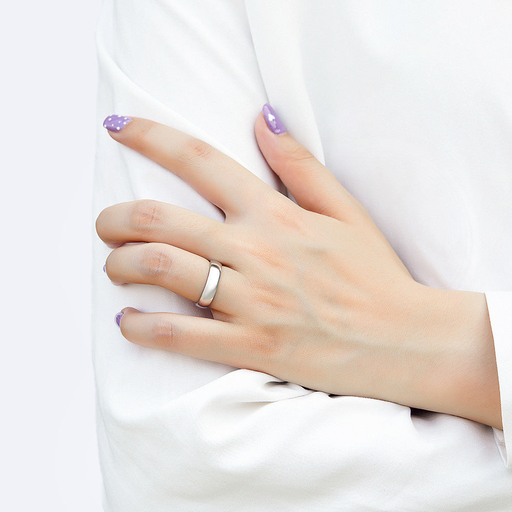 Stylish Curved Polished 925 Sterling Silver Plain Band - Women's Statement Ring