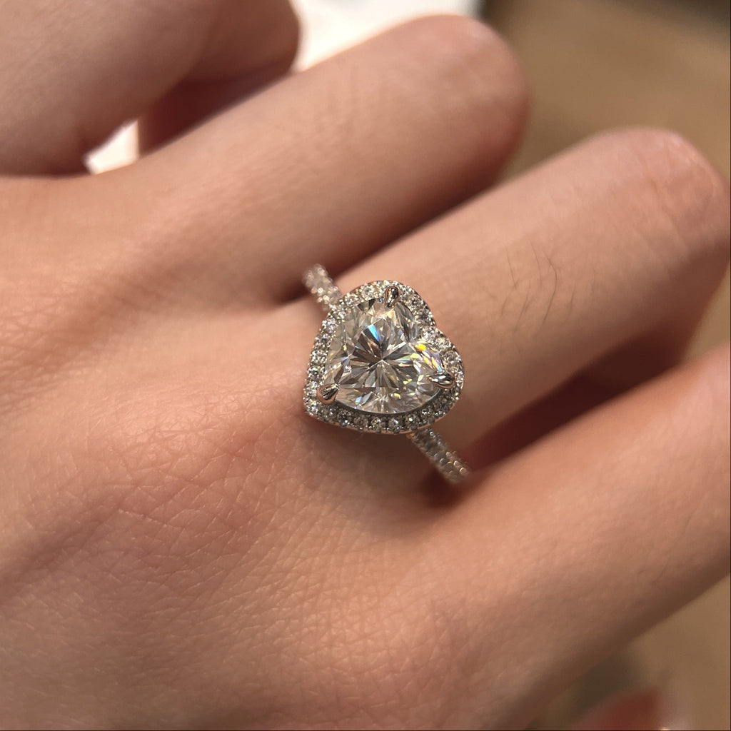 Heart Moissanite Promise Ring for Women | Dainty 2 Carat Solitaire Ring in Sterling Silver, Stackable Gift for Valentine's Day