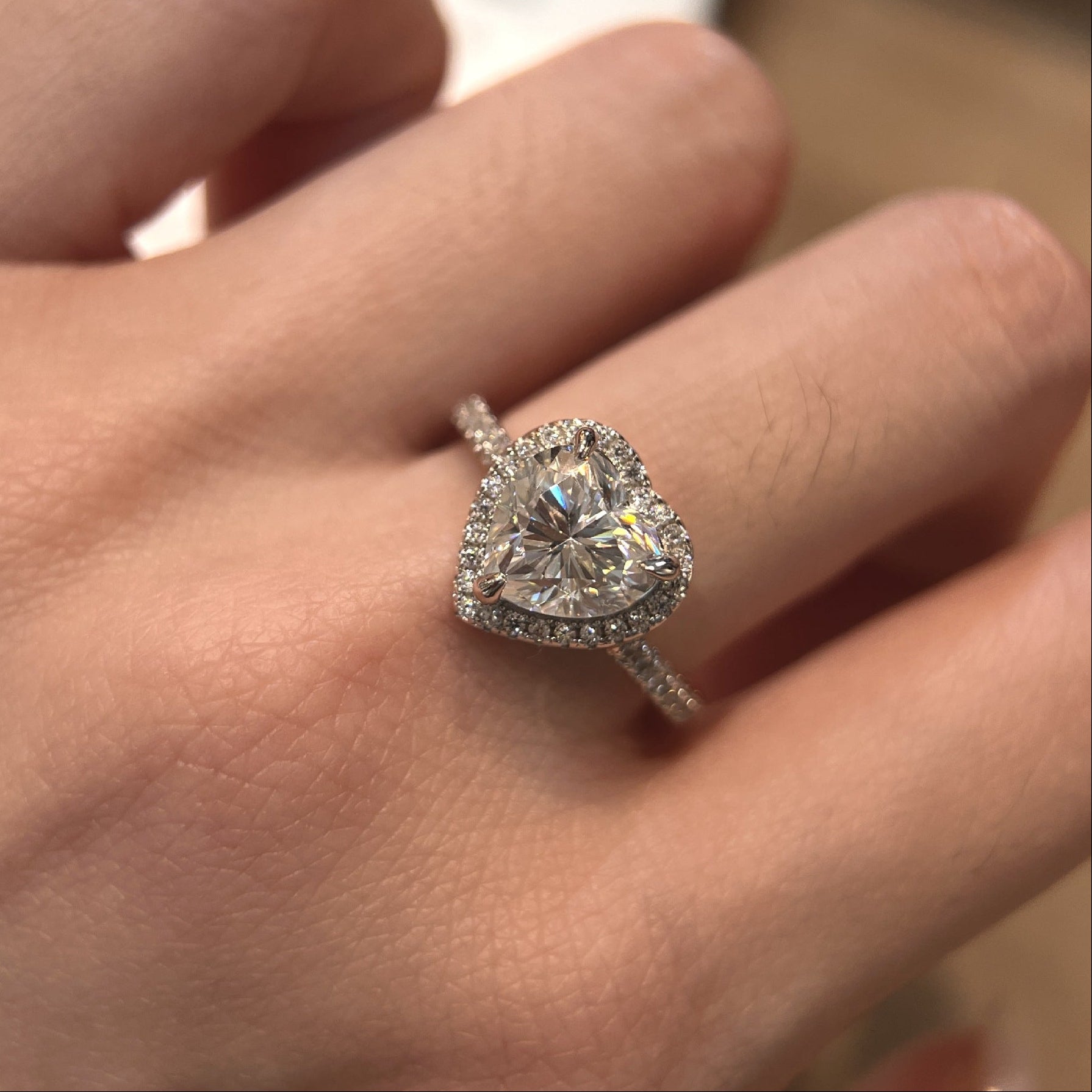 Heart Moissanite Promise Ring for Women | Dainty 2 Carat Solitaire Ring in Sterling Silver, Stackable Gift for Valentine's Day