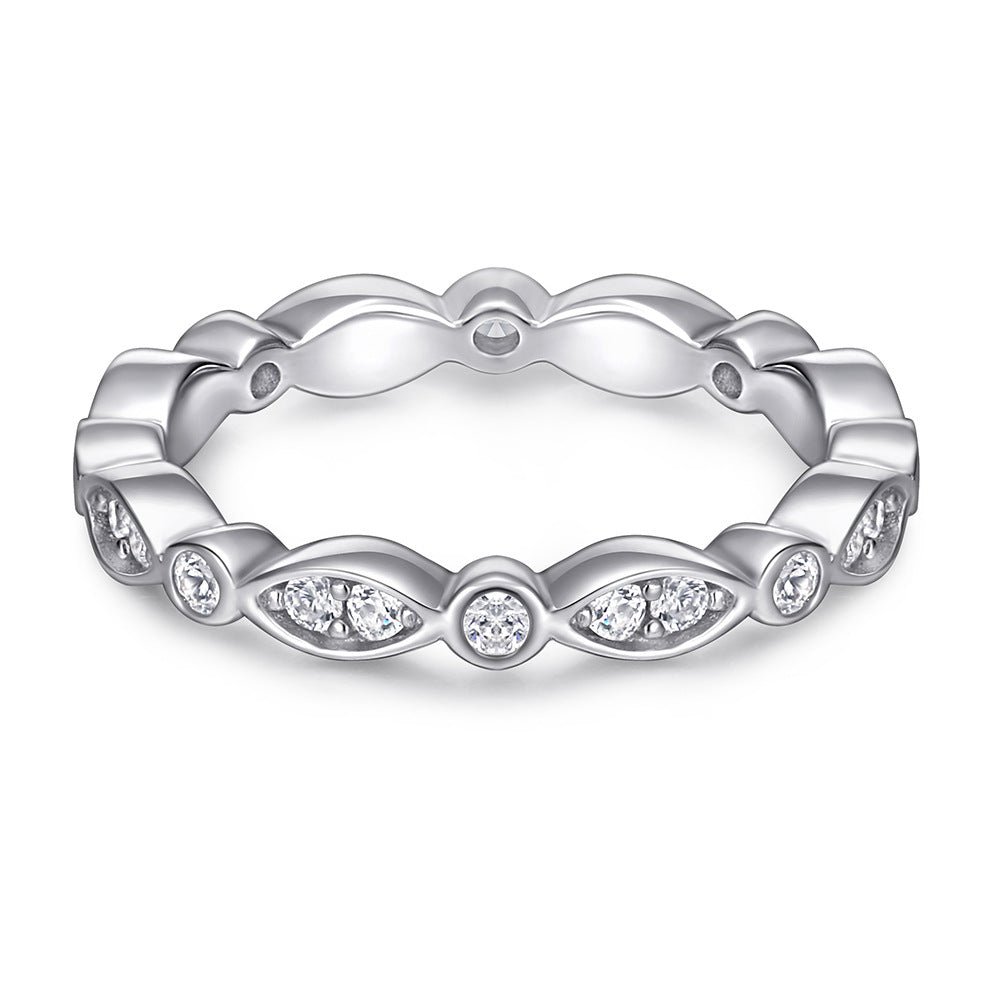 Women's Thick Gold Plated 925 Sterling Silver Marquise Full Pave Ring | White/Rose Gold Tone, Eternity Band for Wedding & Index Finger