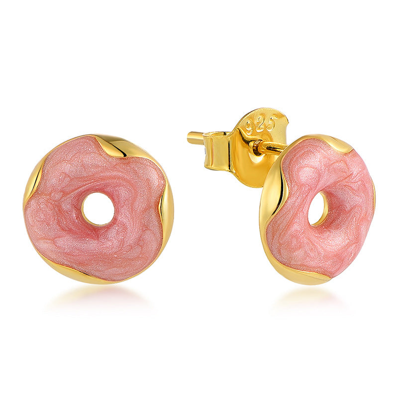 New Arrival Dainty Irregular Donut Earrings for Women | Colorful Enamel S925 Silver Fresh Daily Jewelry