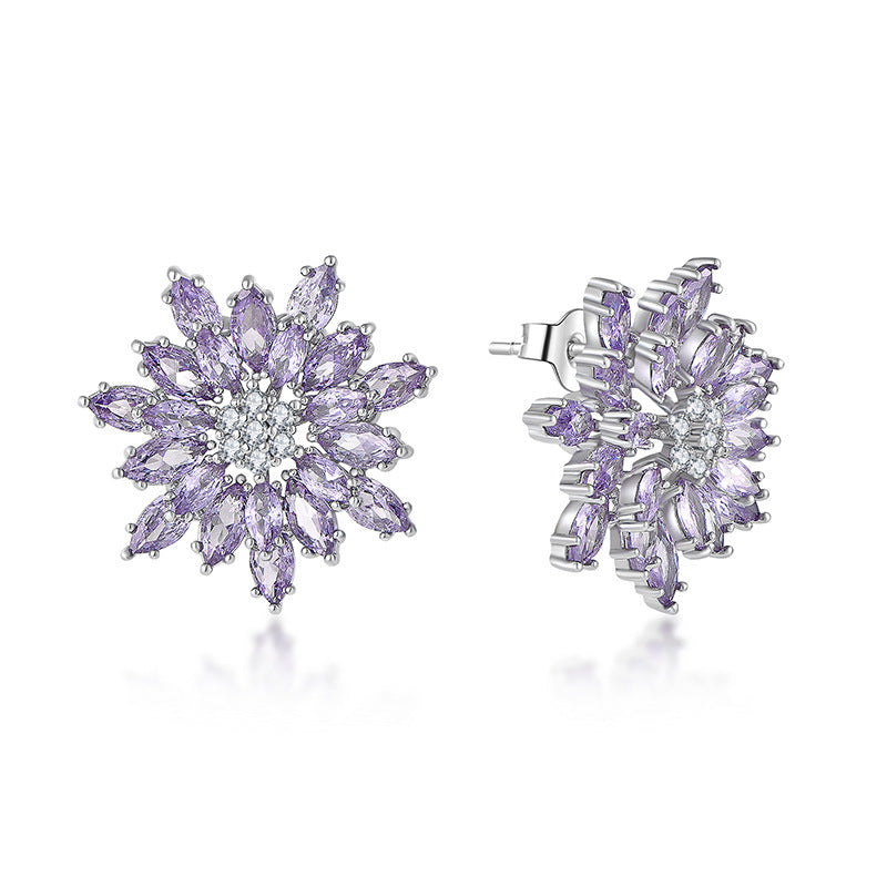 Y2K Chunky Zircon Hoop Earrings, 925 Silver Retro Drop Earrings for Women