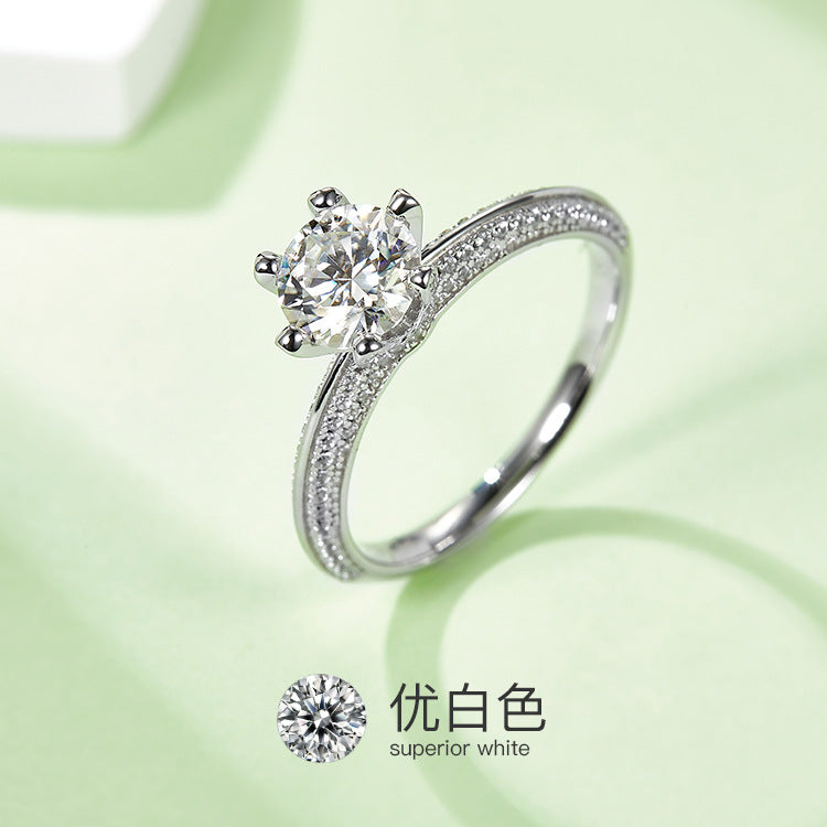 Luminary™ 6-Claw Moissanite Ring – Sterling Silver D Color