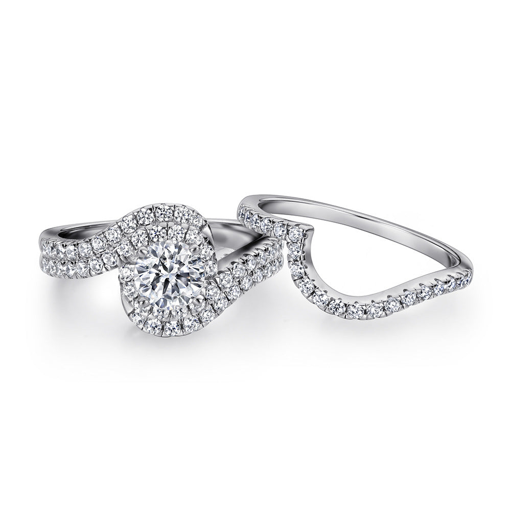 Bestselling 925 Sterling Silver Ring Set | Women's Twisted Shank Pave CZ Jewelry