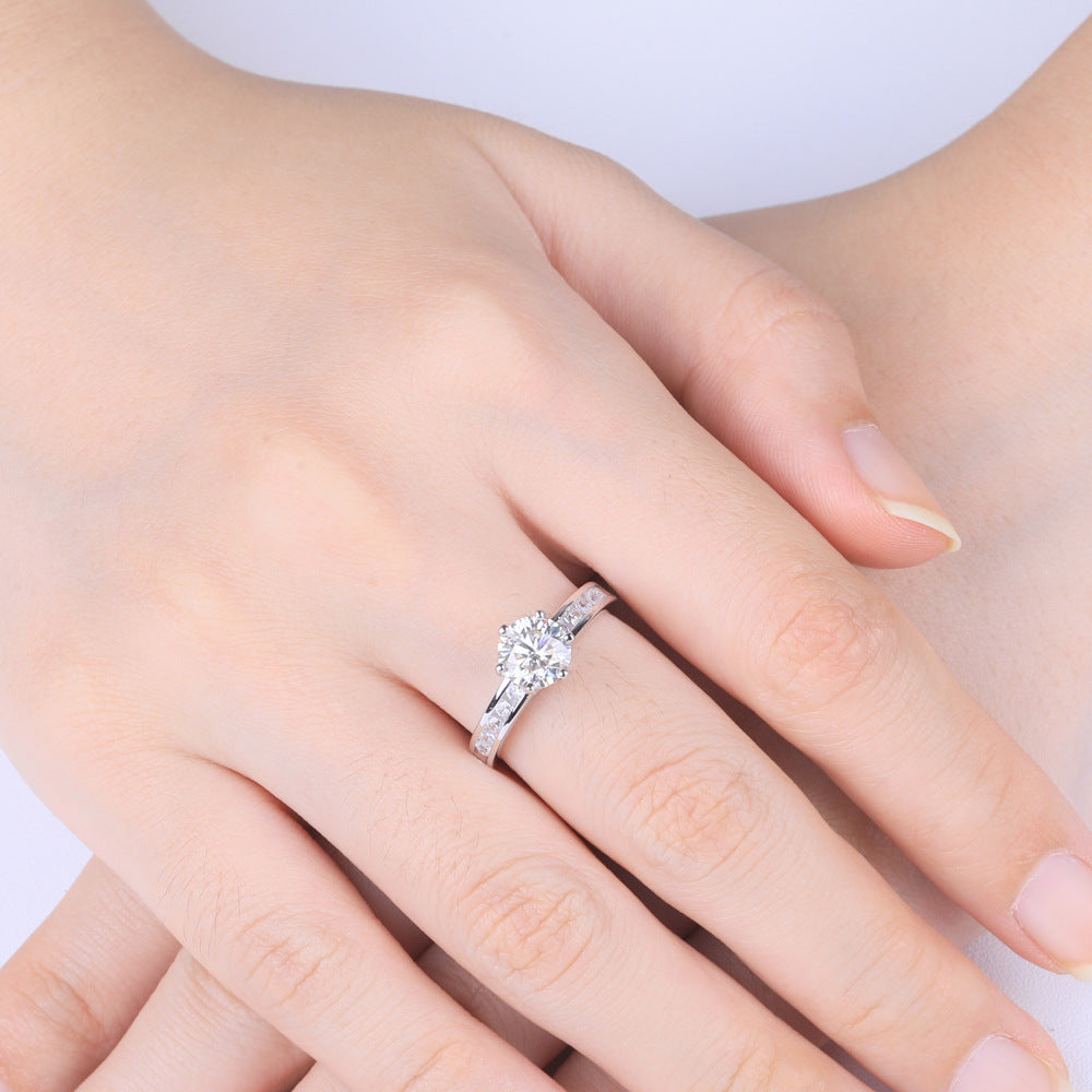 Multi-Stone Moissanite Wedding Band – Sterling Silver Luxury Ring with Certificate