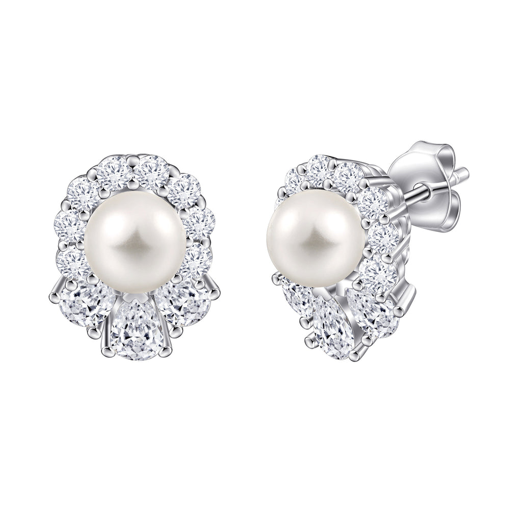 ‌Minimalist S925 Pearl & Zircon Stud Earrings – Hypoallergenic Gift for Her, Handmade