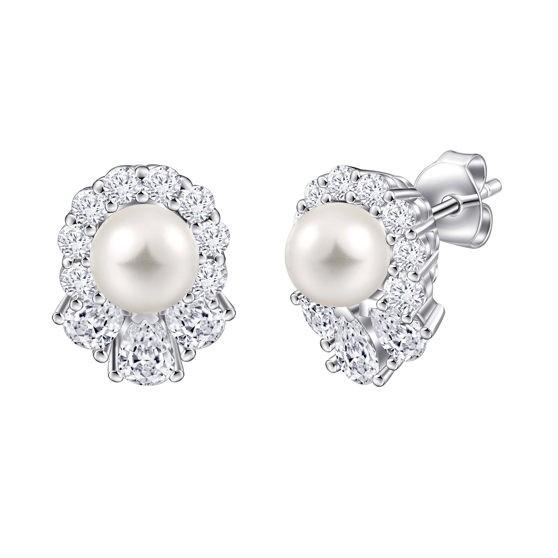 ‌Minimalist S925 Pearl & Zircon Stud Earrings – Hypoallergenic Gift for Her, Handmade