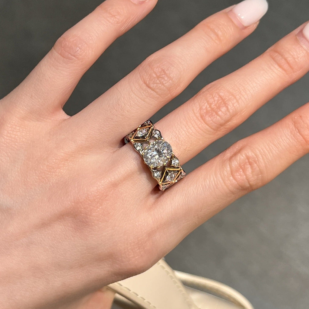 ‌Victoria 2-Carat Oval Moissanite Ring for Women, Sterling Silver Vintage Elegant Ring, 7x9mm Light Luxury Jewelry Gift