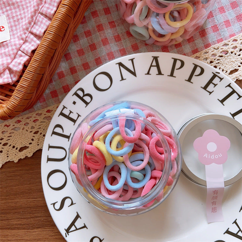 Rainbow Macaron Color Ultra-Soft Hair Accessories Set – Geometric Dot Scrunchies & Barrettes