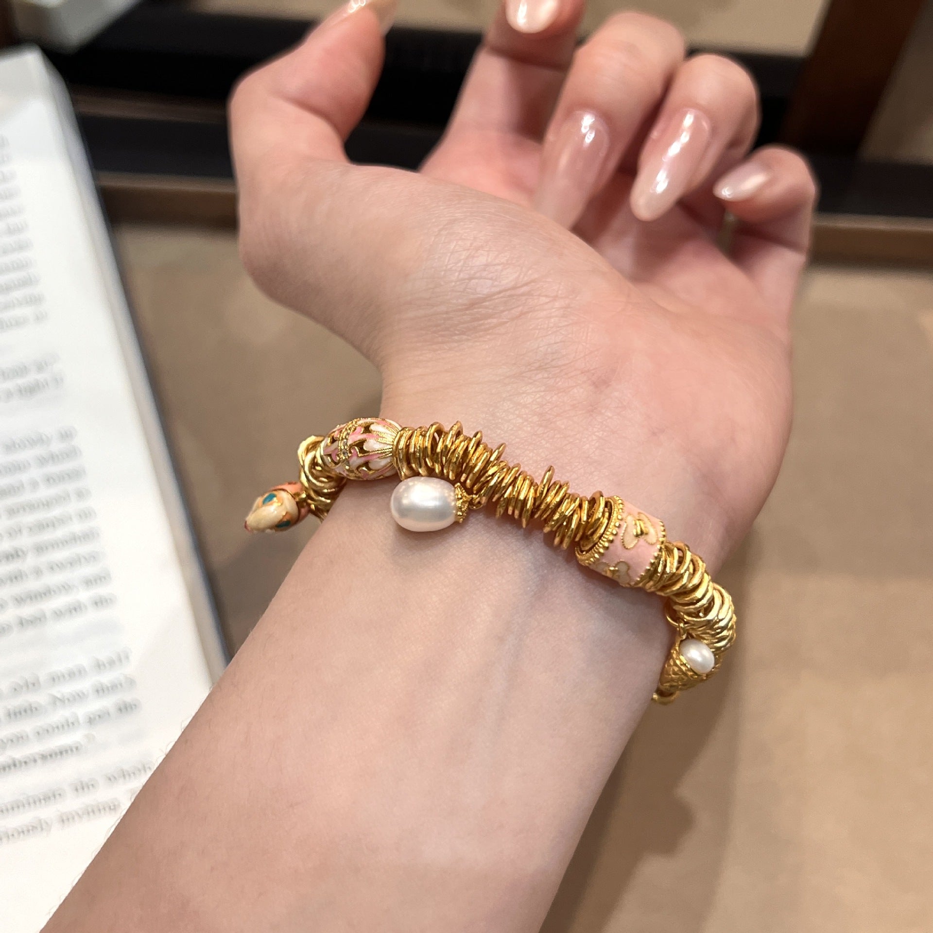 Coil Wrap Bracelet for Women, S925 Gold Plated Modern Chinese Style Jewelry