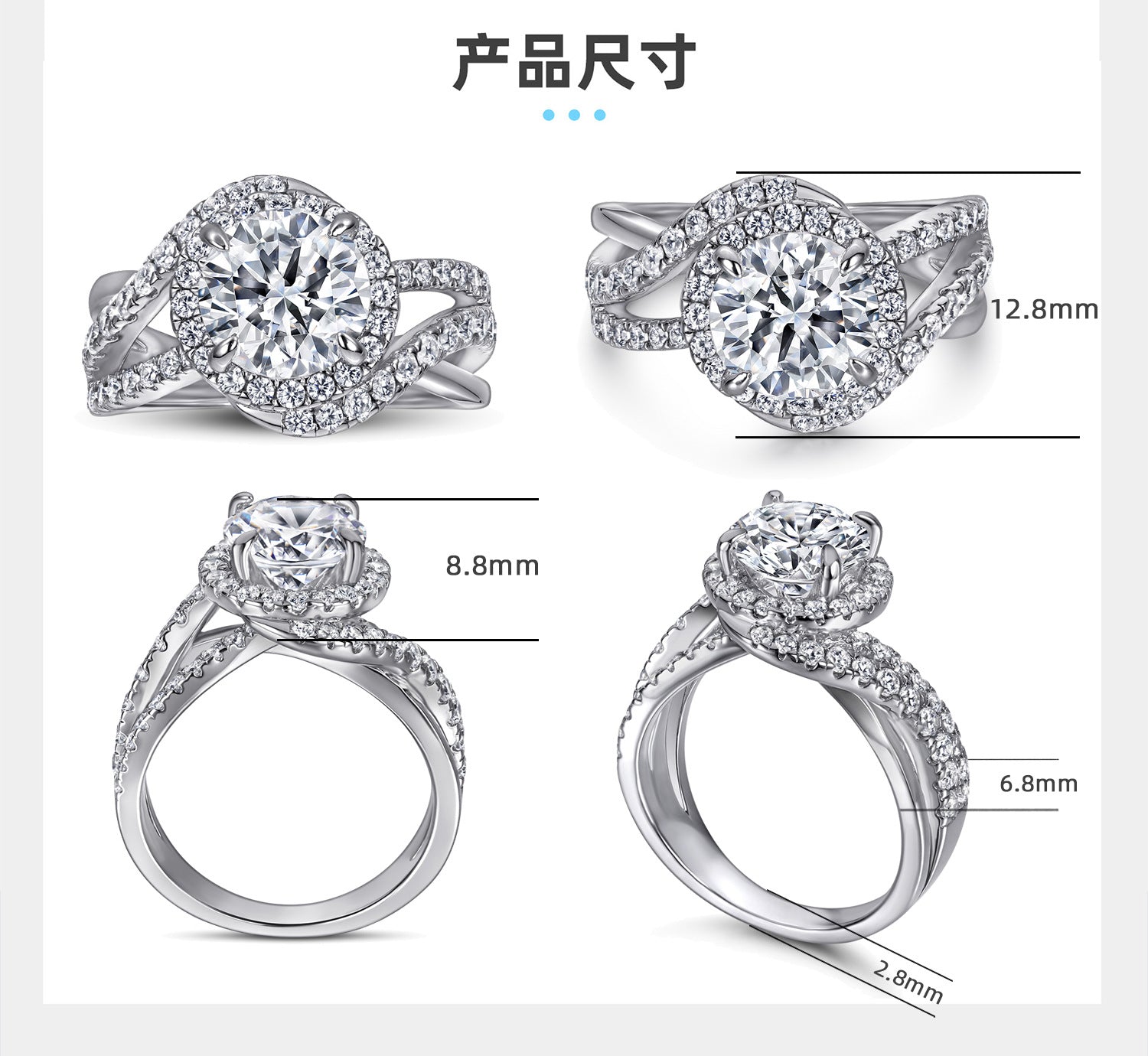 Twisted Band Ring - 925 Sterling Silver with Cubic Zirconia