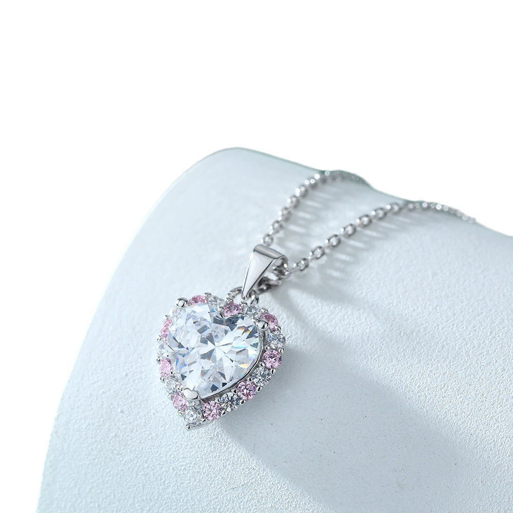 Delicate Pink CZ Heart Pendant Necklace - Solid 925 Sterling Silver Dainty Chain (Luxury Minimalist Jewelry)