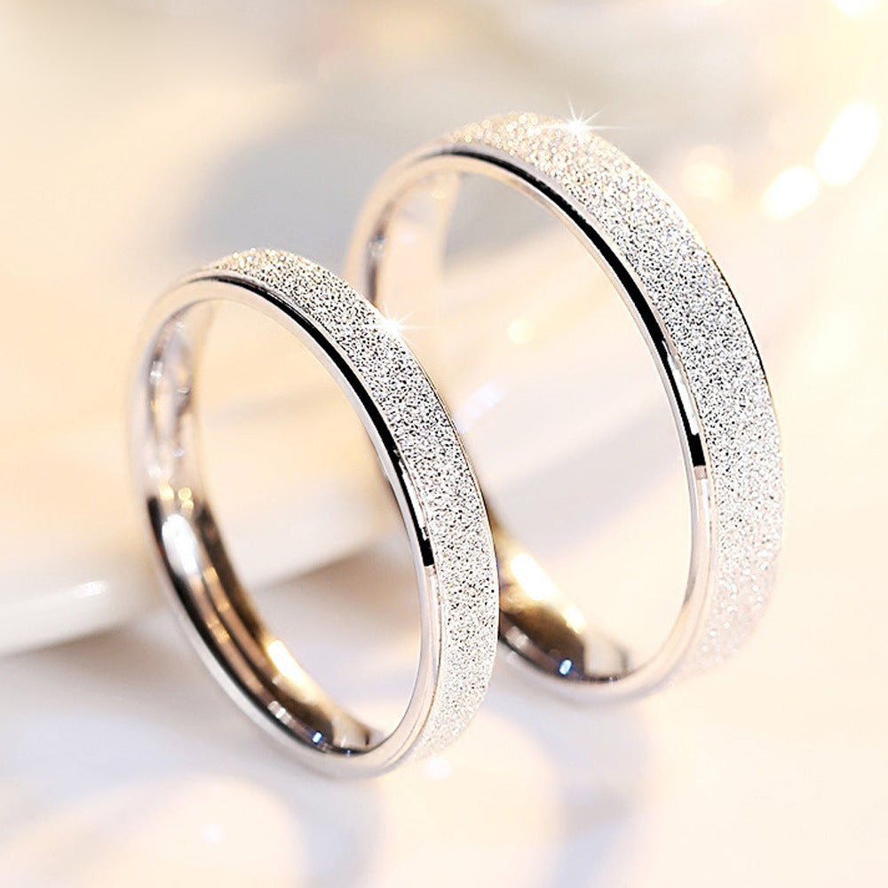 Matte Finish 925 Sterling Silver Couple Rings - His & Hers Matching Minimalist Bands (Non-Adjustable)