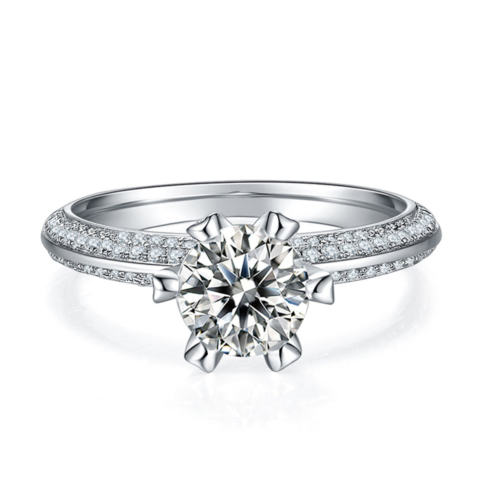 Luminary™ 6-Claw Moissanite Ring – Sterling Silver D Color