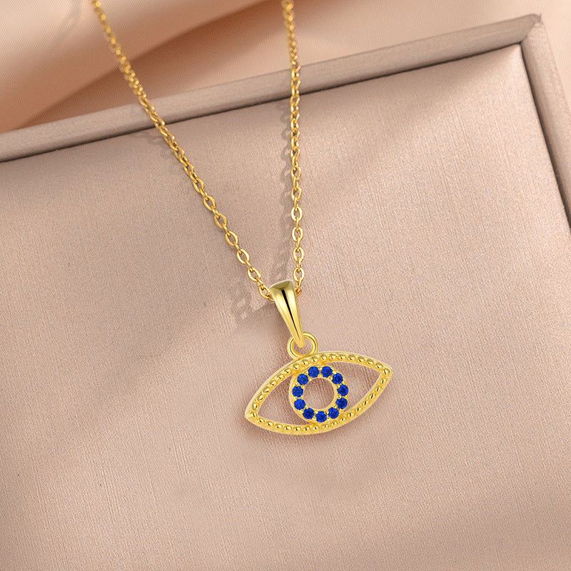 Evil Eye Silver Necklace for Women - S925 Sterling Silver Protective Dainty Choker