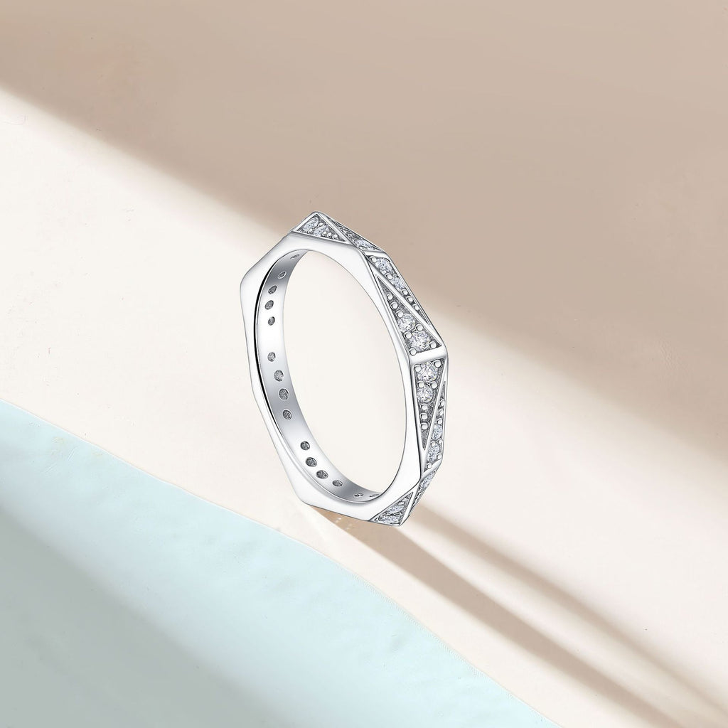 925 Sterling Silver Full Pave CZ Eternity Band | Women's Wedding Ring, Full Circle Diamond-Look Ring