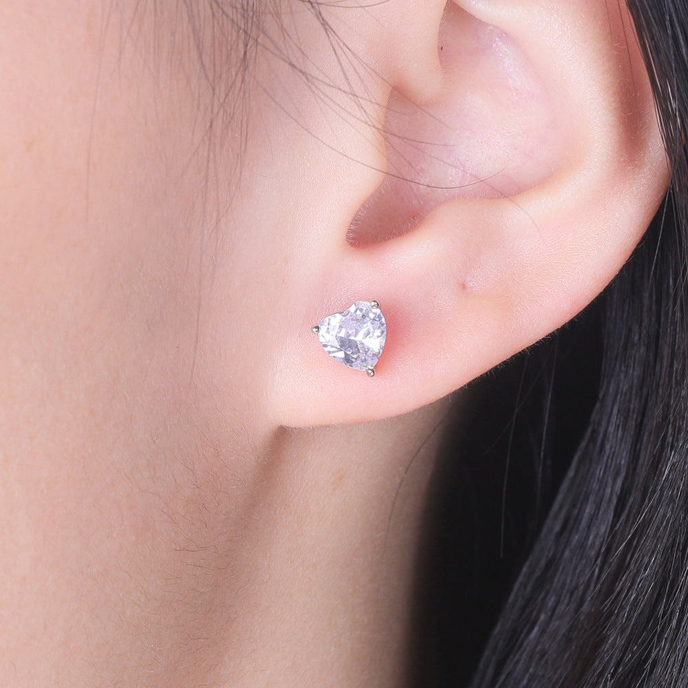 925 Sterling Silver Love Set – Double Heart Ring, Butterfly Pendant & CZ Studs