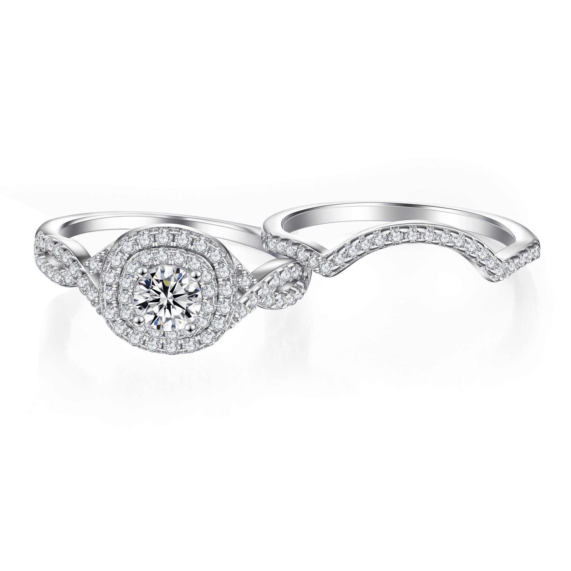 Bestselling 925 Sterling Silver 3-Piece Stackable CZ Ring Set | Women's Wedding Band Set