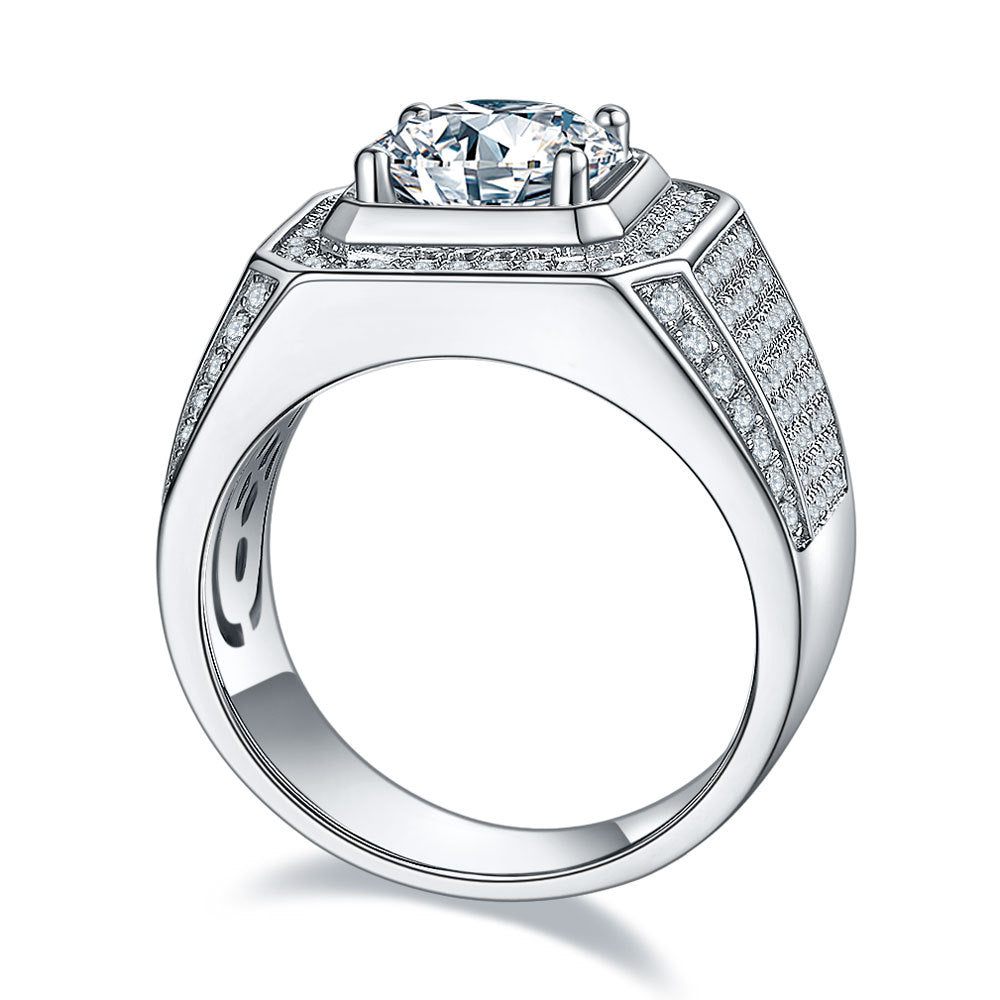 Titan Blaze™ Full Pave Moissanite Ring - 925 Silver Men's Statement Jewelry