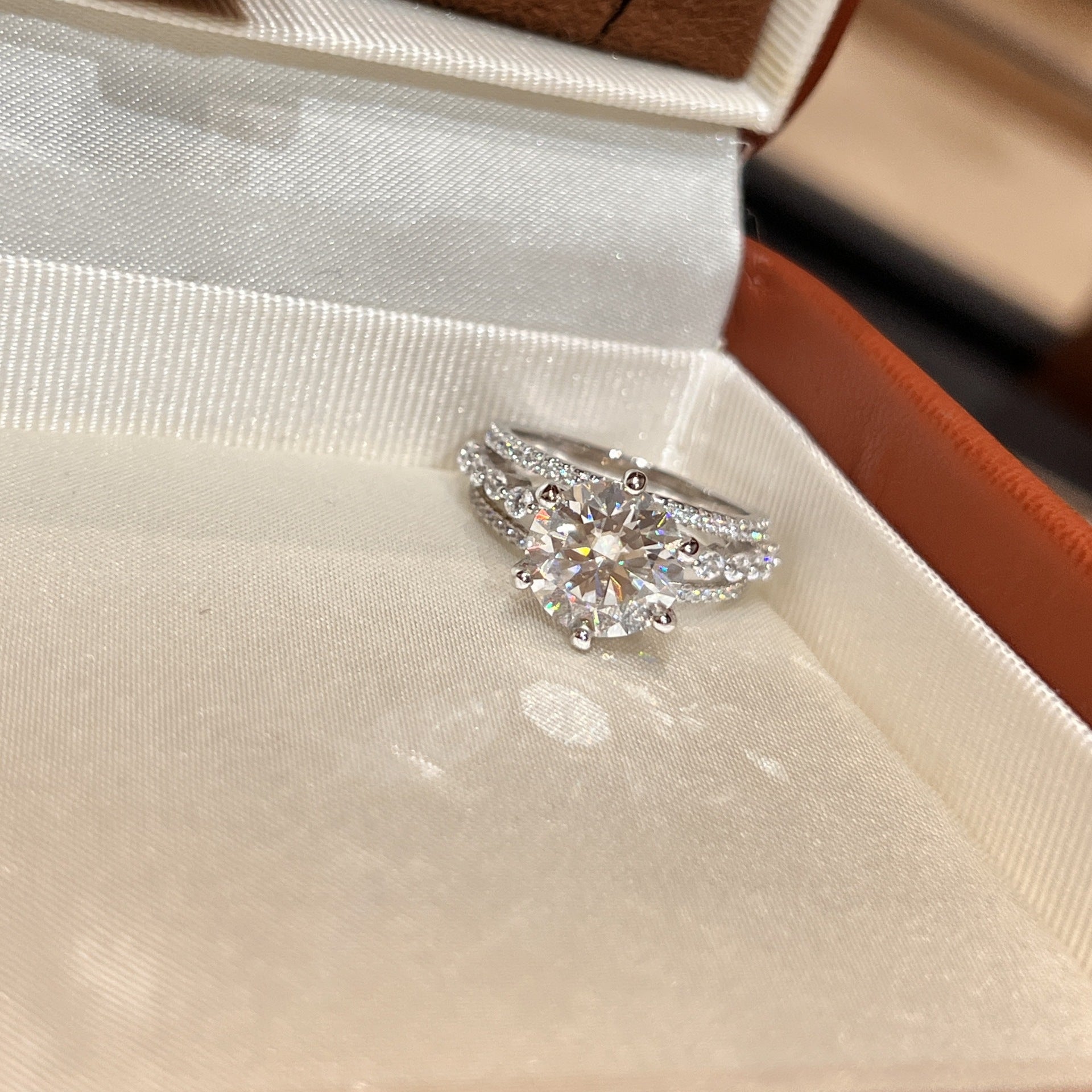 Avalon 5-Carat Moissanite Engagement Ring for Women, Sterling Silver Wedding Band, 11mm Light Luxury Solitaire Jewelry