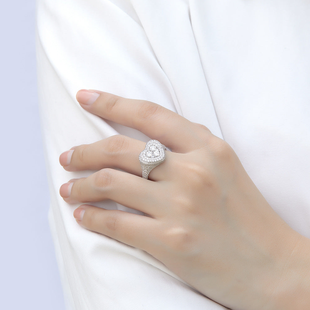 925 Sterling Silver Heart Ring for Women – Micro-Pave Cubic Zirconia Gift