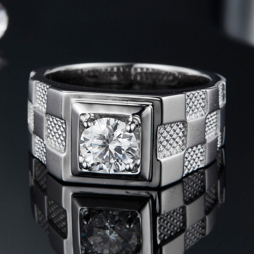 Titan Vow™ Men's Moissanite Wedding Ring - 925 Silver Modern Groom