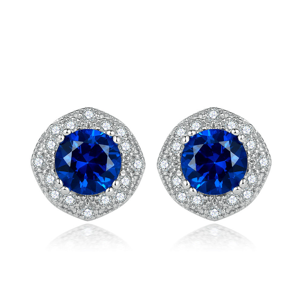 ‌Bohemian S925 Blue Zircon Flower Earrings – Handmade Statement Earrings for Women, Hypoallergenic Gift