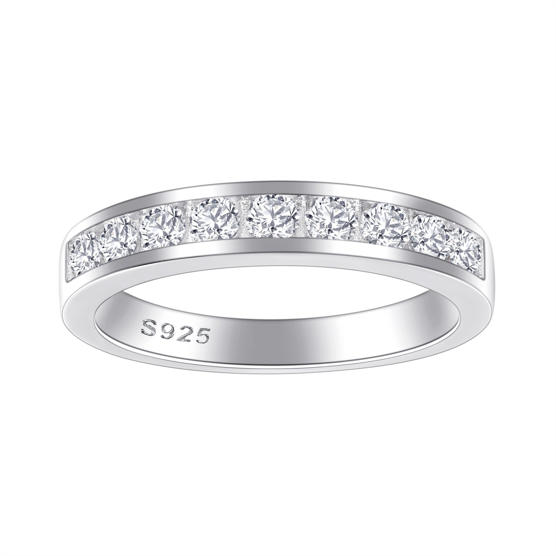 925 Sterling Silver Stackable Band Ring Set - 5A Cubic Zirconia 1.2ct, Timeless Elegant Luxury Style