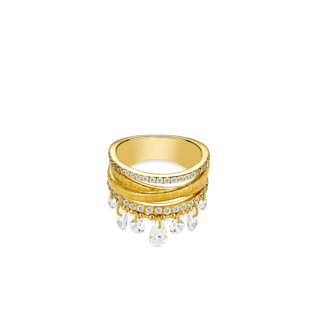 Y2K Dangling Stackable Ring for Women, Gold Plated Statement Jewelry