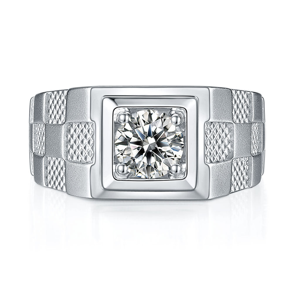Titan Vow™ Men's Moissanite Wedding Ring - 925 Silver Modern Groom