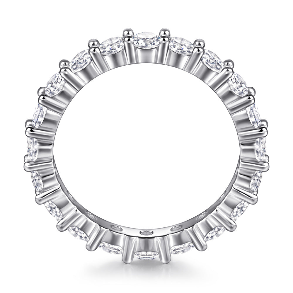Single Row Pavé Set 925 Sterling Silver CZ Eternity Band - Women's Statement Ring