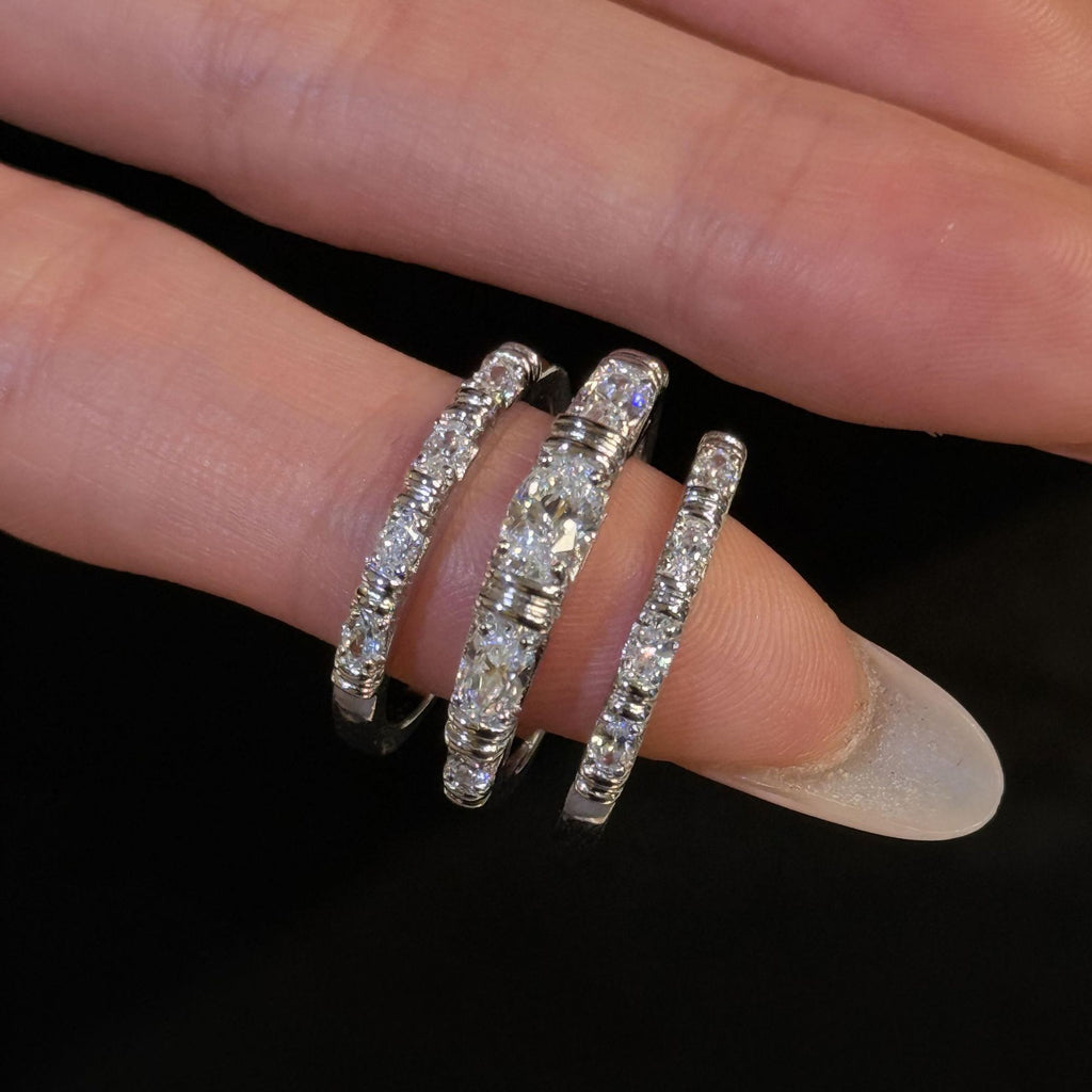 Stackable Starburst Ring for Women, S925 Sterling Silver Three-in-One Ring Set