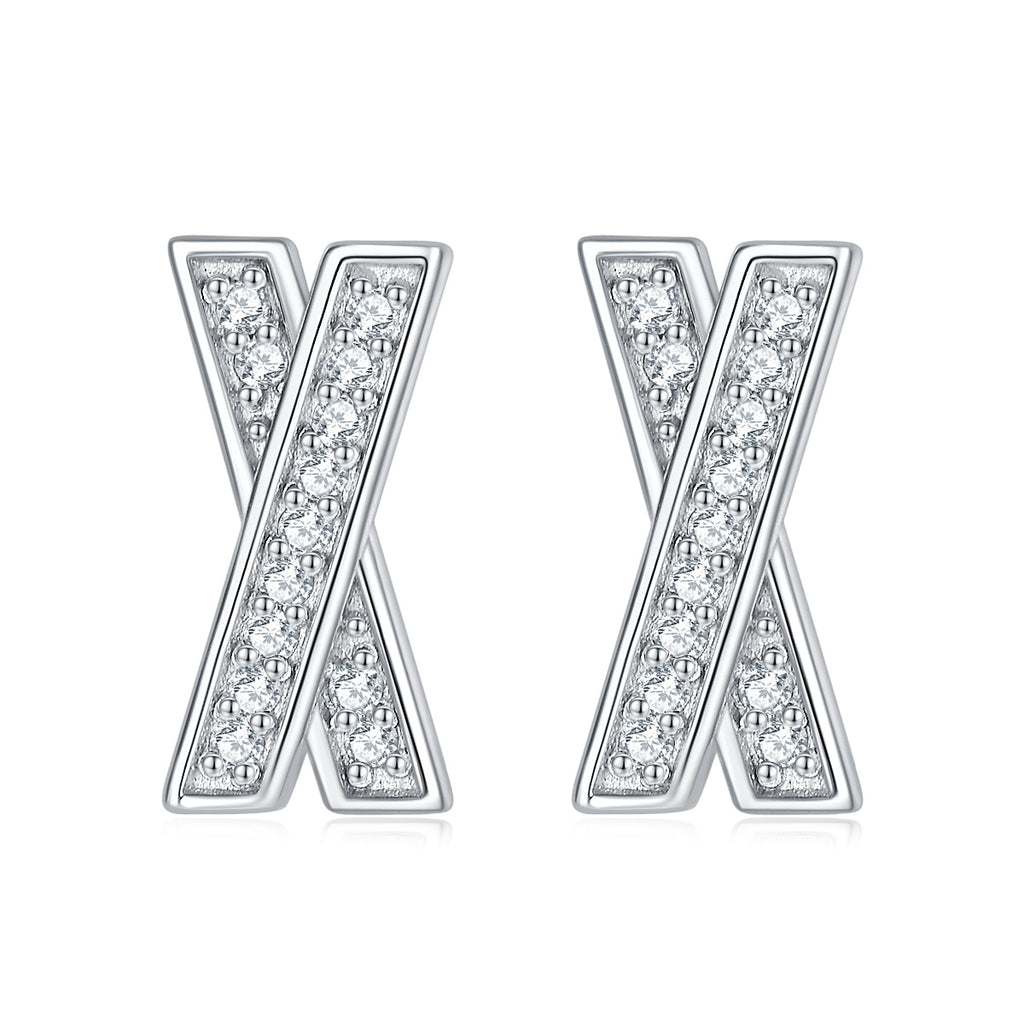925 Sterling Silver X Letter Stud Earrings – Zirconia Minimalist