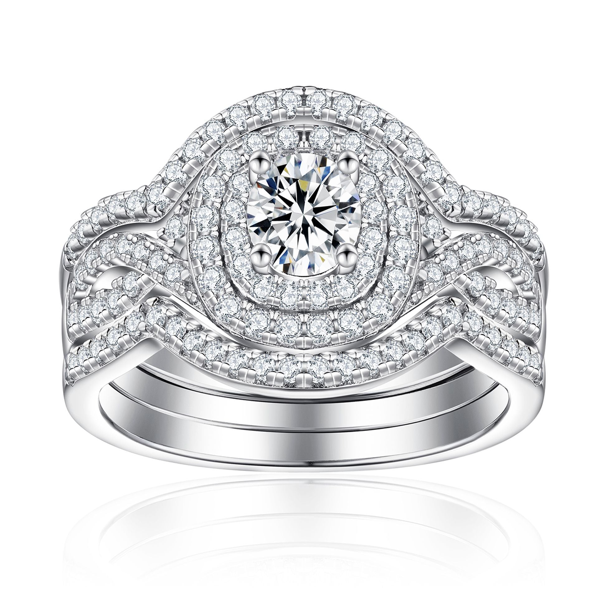 Bestselling 925 Sterling Silver 3-Piece Stackable CZ Ring Set | Women's Wedding Band Set