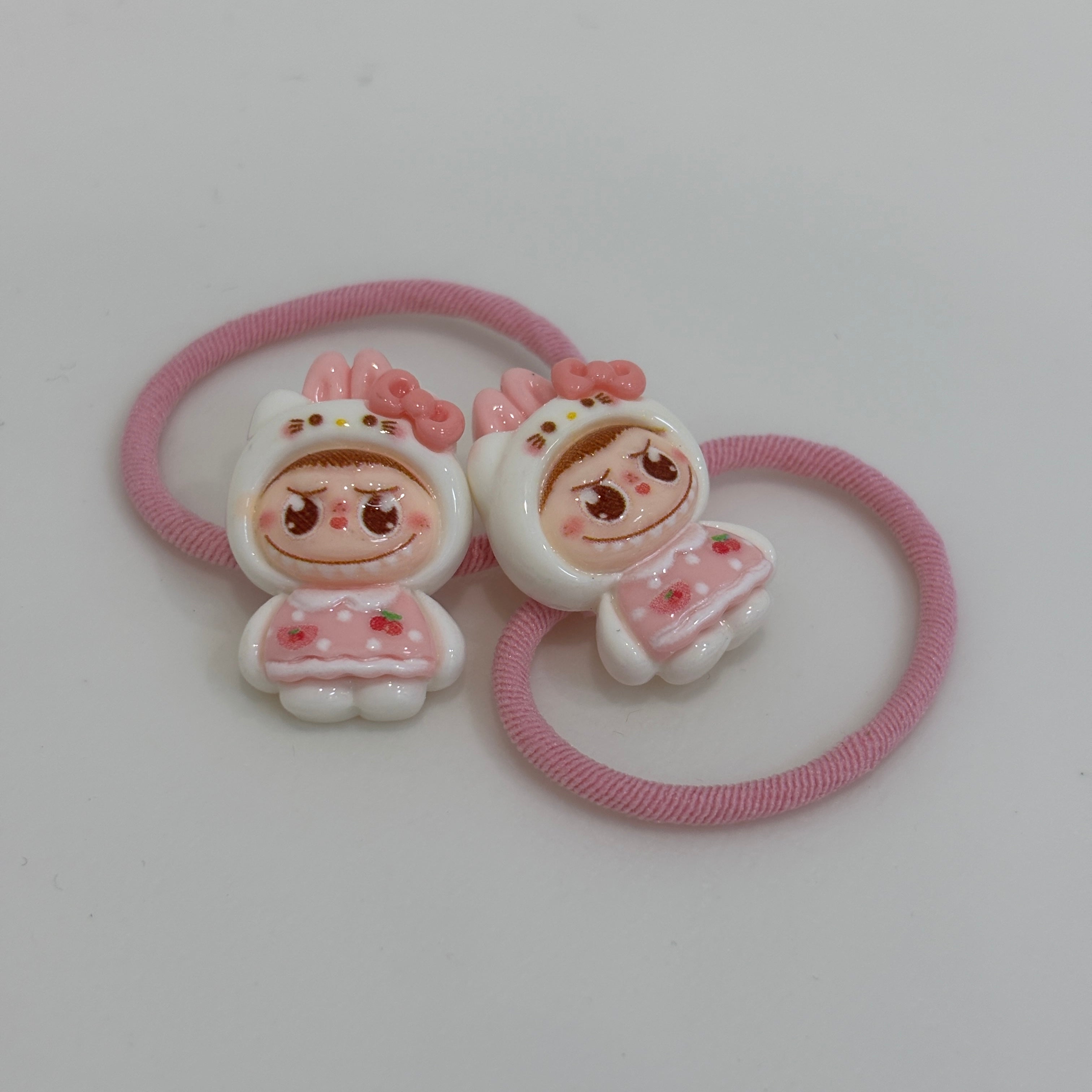 Kawaii Labubu Hair Clip & Scrunchie Set，Labubu Dreamy Hair Clips & Scrunchies Combo，Cute Animal Hair Accessories Bundle(Green Grape)