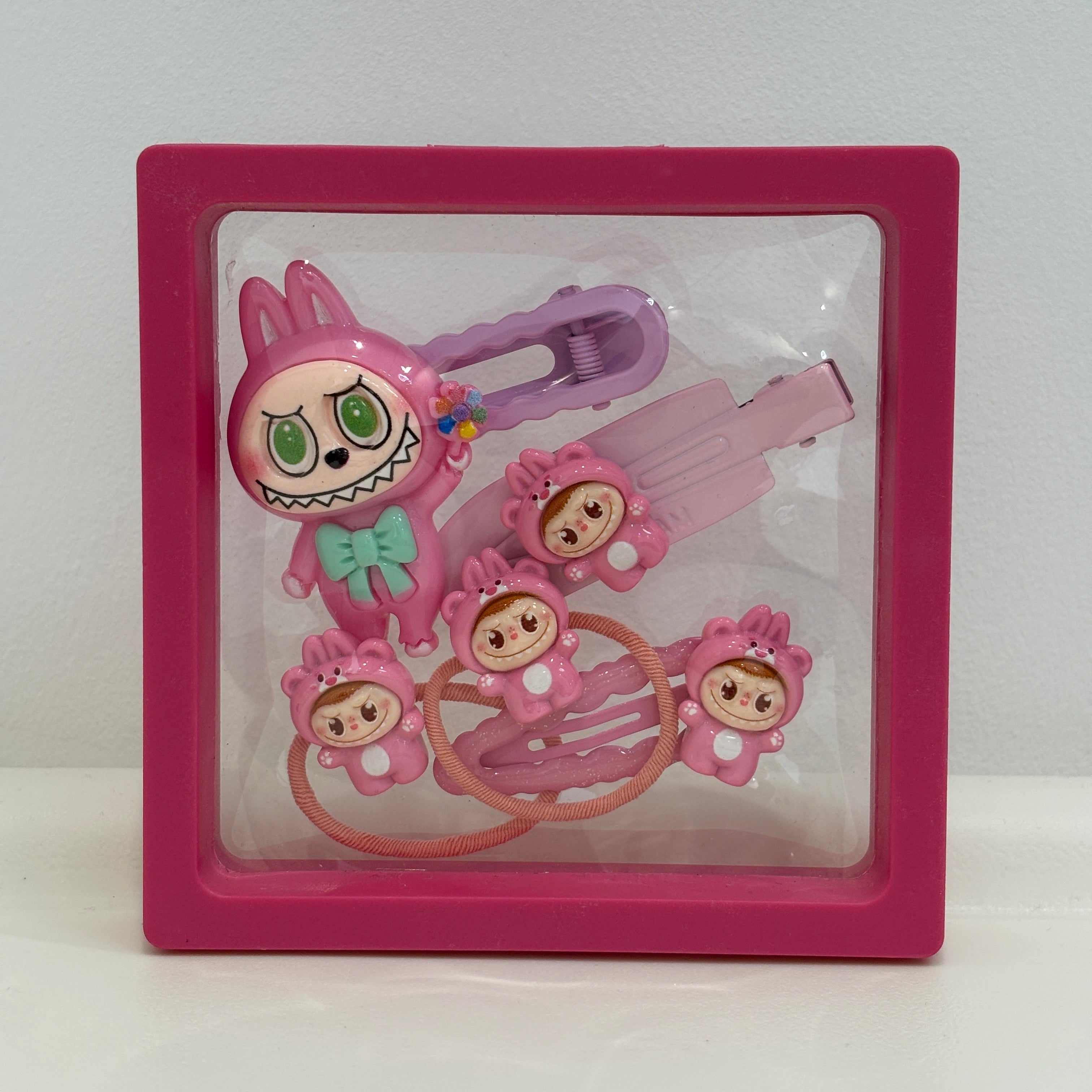 Kawaii Labubu Hair Clip & Scrunchie Set，Labubu Dreamy Hair Clips & Scrunchies Combo，Cute Animal Hair Accessories Bundle（MO KOKO）