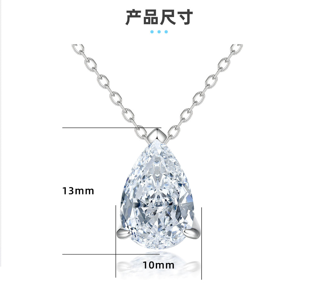 Pear-Shaped Cubic Zirconia Pendant Necklace | Solid 925 Sterling Silver Minimalist Layering Chain (Hypoallergenic, Dainty)