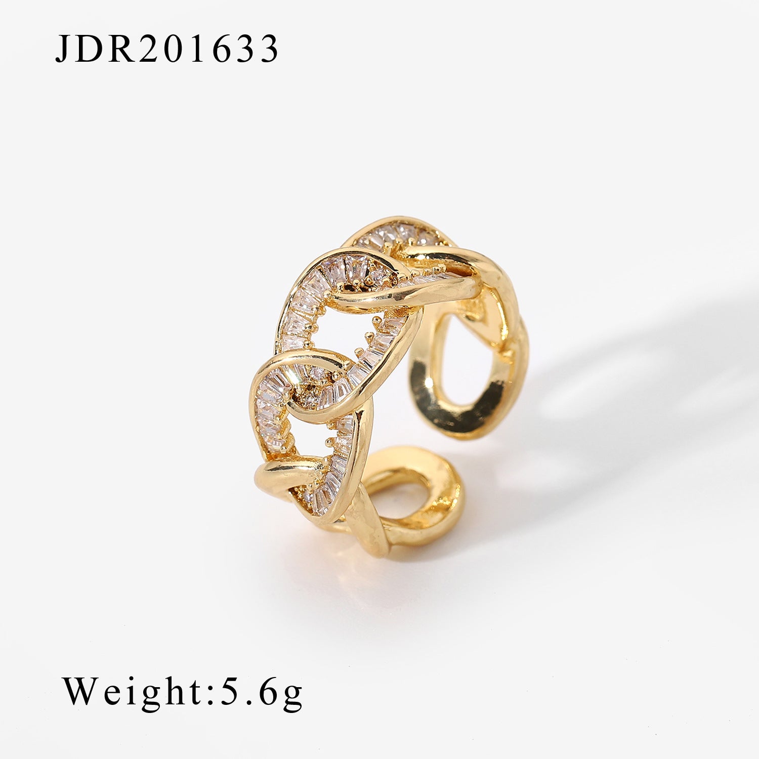 INS Chic 18K Gold Plated Zircon Open Ring