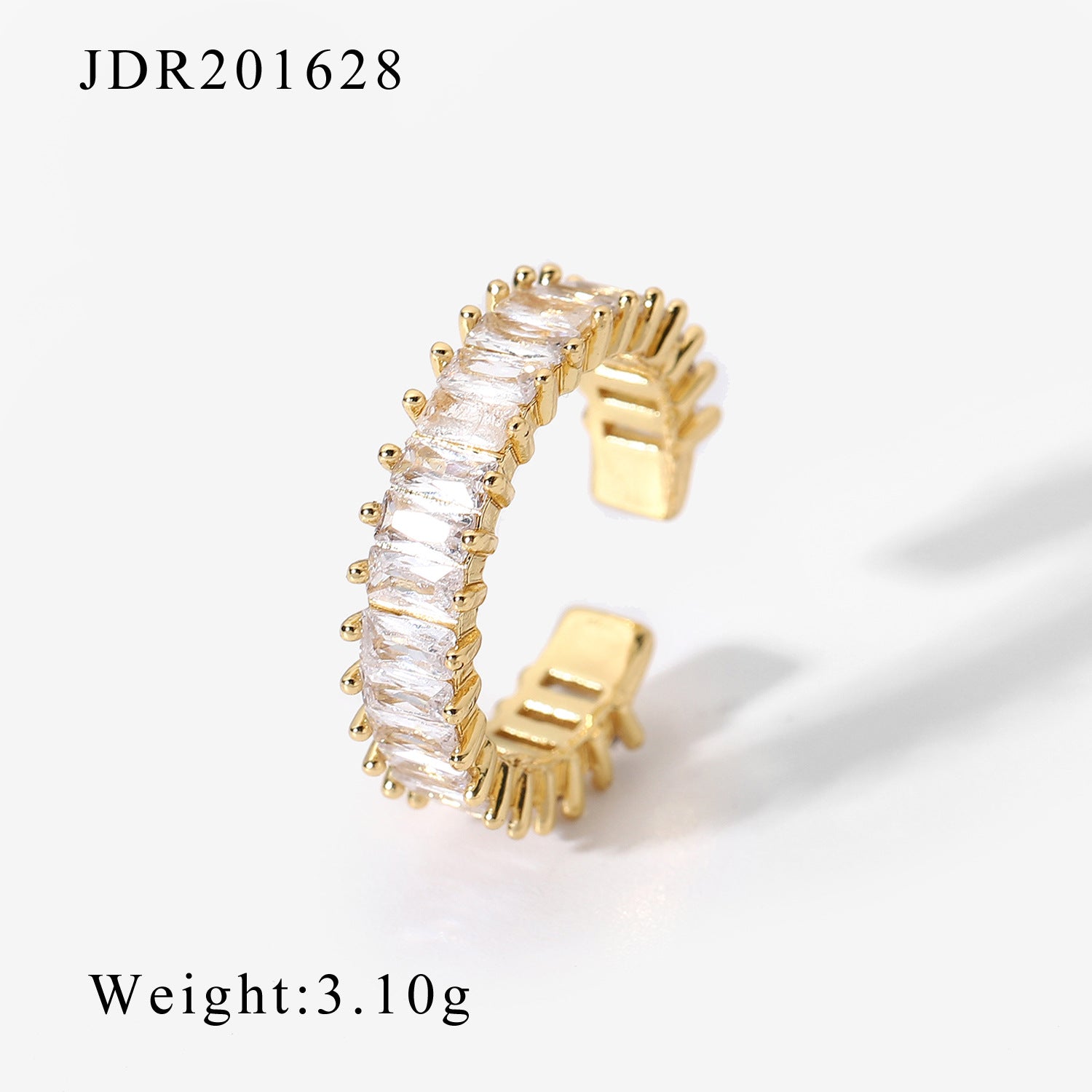 INS Chic 18K Gold Plated Zircon Open Ring