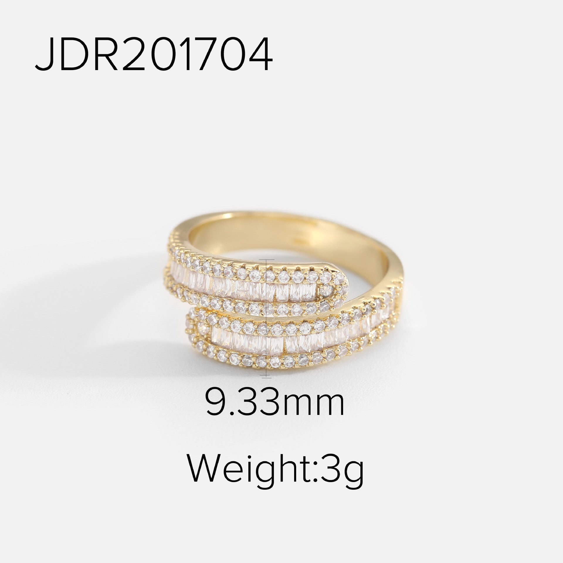 INS Chic 18K Gold Plated Zircon Open Ring