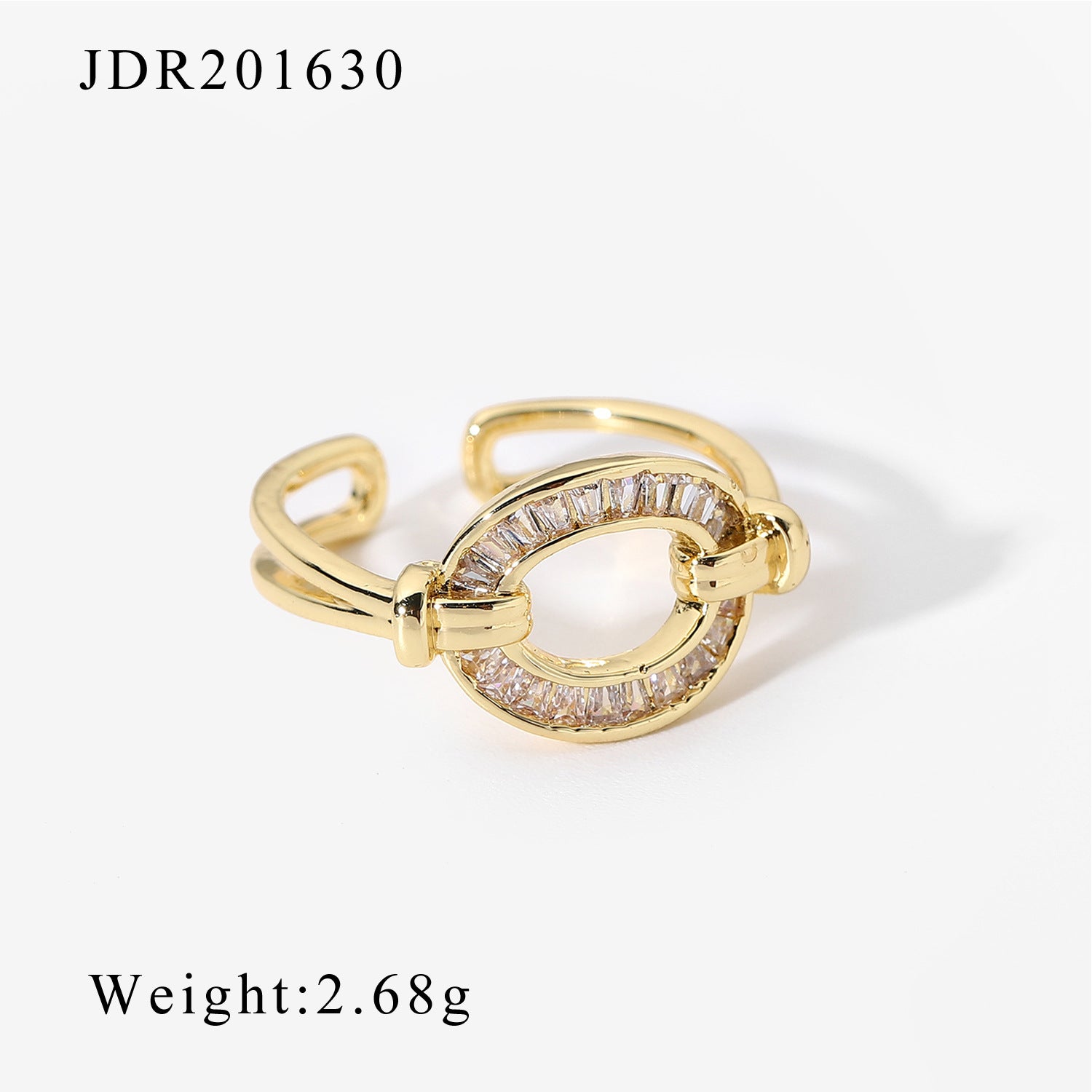 INS Chic 18K Gold Plated Zircon Open Ring