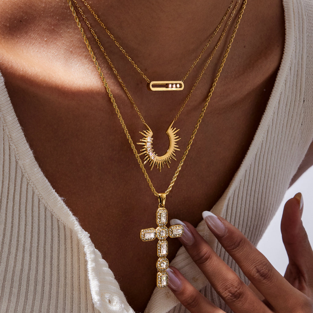 Fade-Resistant Rhinestone Titanium Steel Choker | Light Luxury Stainless Steel Necklace