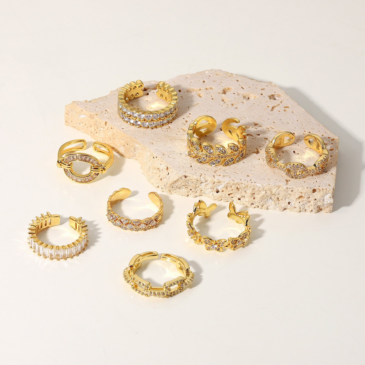 INS Chic 18K Gold Plated Zircon Open Ring