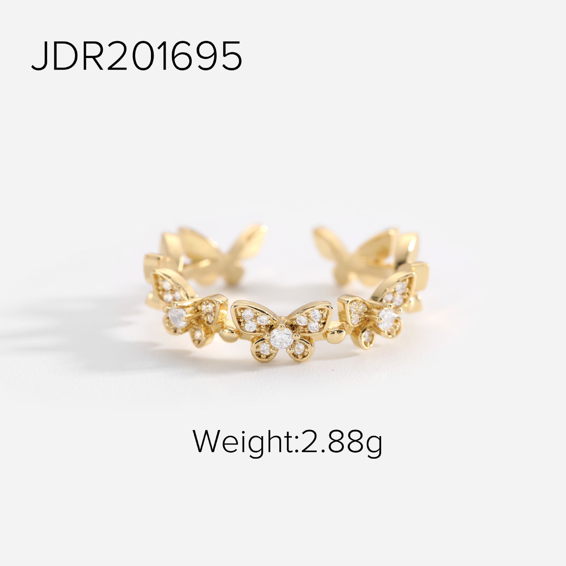 INS Chic 18K Gold Plated Zircon Open Ring