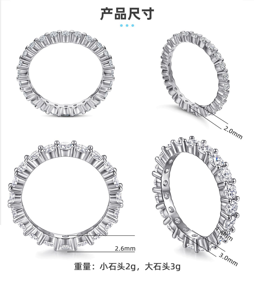 Single Row Pavé Set 925 Sterling Silver CZ Eternity Band - Women's Statement Ring