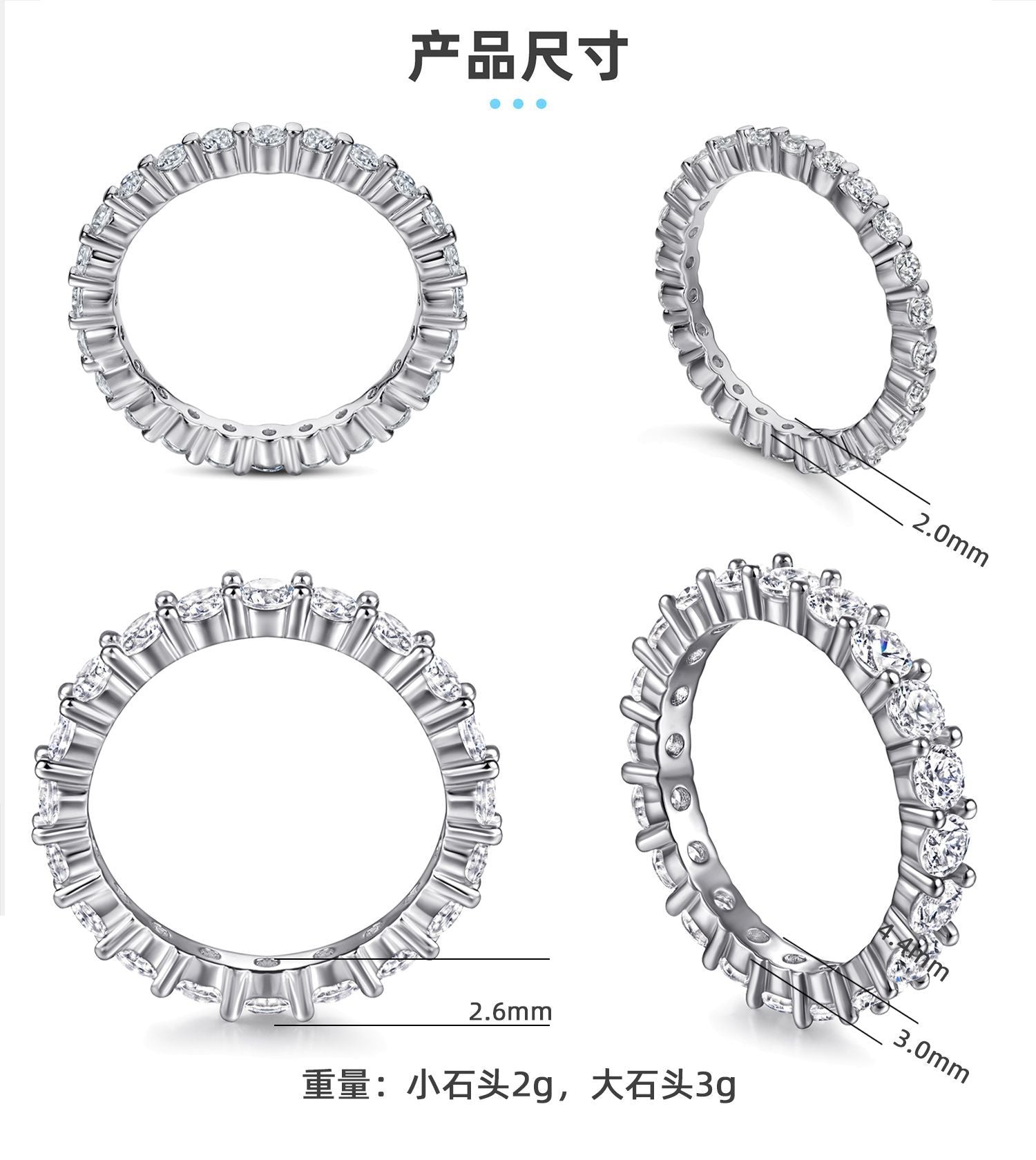 Single Row Pavé Set 925 Sterling Silver CZ Eternity Band - Women's Statement Ring